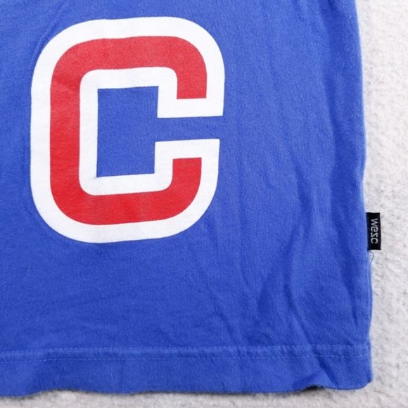 WESC Blue Vertical Spellout T-shirt, Skateboarding - Picture 4 of 7